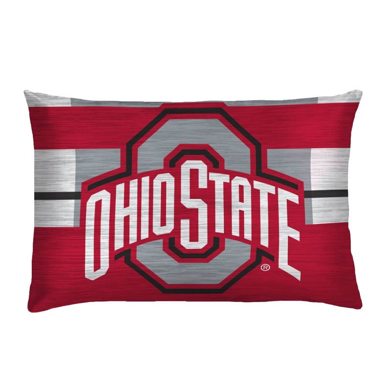 NCAA Ohio State Buckeyes Heathered Stripe Queen Bedding Set in a Bag - 3pc, 3 of 4