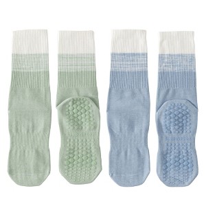 Anna-Kaci Women's 2-Pair Set Gradient Mid-Calf Grip Socks with Soft Seamless Toe and Anti-Slip Bottom for Yoga or Sneakers - 1 of 4