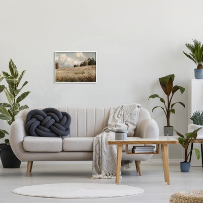 White Framed Classic Nature Field Landscape Canvas Print