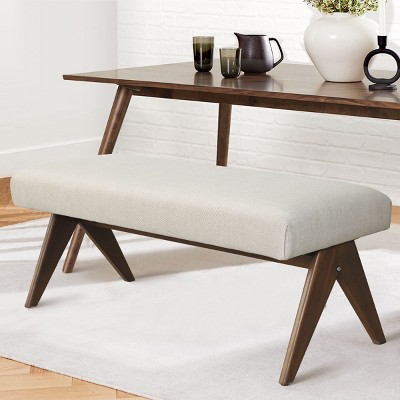 Morgan 47" Wide Dining Benches With "V" Shape Design and Rubberwood Legs - The Pop Home