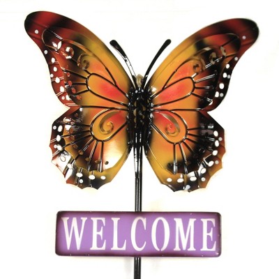 Home & Garden 58.0" Butterfly Welcome Stake Yard Decor Poke Summer Direct Designs International  -  Decorative Garden Stakes