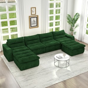 150" Modern Modular U-Shaped Beanbag Floor Sectional Sofa, No Assembly - 1 of 4