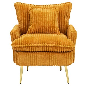 CAVINAS Comfortable Chair Coarse Corduroy Fabric Couch Small Sofa with 1 Pillow for Living Room