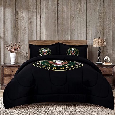  Army Black Green Logo Comforter Set : Target