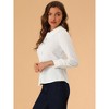 INSPIRE CHIC Women's Swiss Dots Peter Pan Collar Long Sleeve Button Down Shirt - 4 of 4