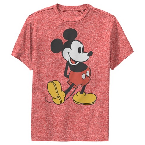 Boy's Disney Mickey Mouse Large Pose Performance Tee - Red Heather ...