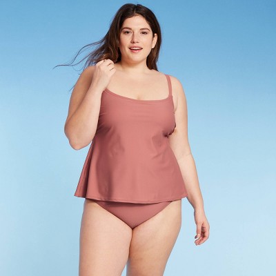 Women's Plus Size Solid Tankini Top - Kona Sol™ Mauve 14W