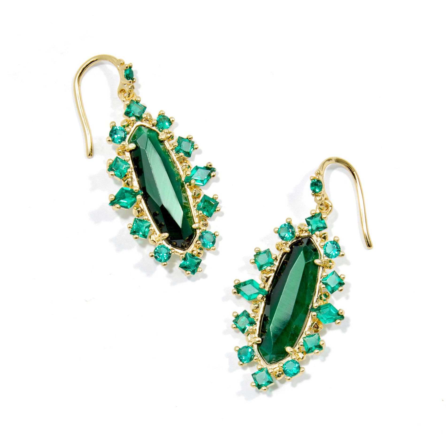 Kendra Scott Eva Crystal Framed Drop Earrings - Green Mix