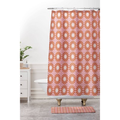 Schatzi Brown Retro Jumbo Daisy Pink Memory Foam Bath Mat White - Deny Designs