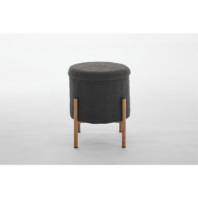 OUTSUPPLY Modern Round Storage Ottoman with Metal Base & Removable Lid, Footstool for Living Room, Bedroom, Office