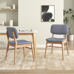 QingMoon Mid Century Dining Chairs Set of 2, Kitchen Accent Chairs, Wooden Chair with Upholstered Backrest and Seat for Living Room - 1 of 4