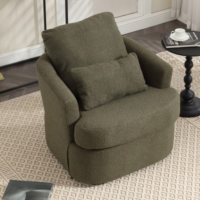 MOONMISS 360 Degree Swivel Barrel Chair,Comfy PU leather Round Accent Sofa Chair,Leisure Arm Chair for Nursery,Hotel,Bedroom,Office