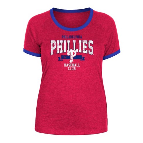 Mlb Philadelphia Phillies Women's Heather Bi-blend Ringer T-shirt - L :  Target