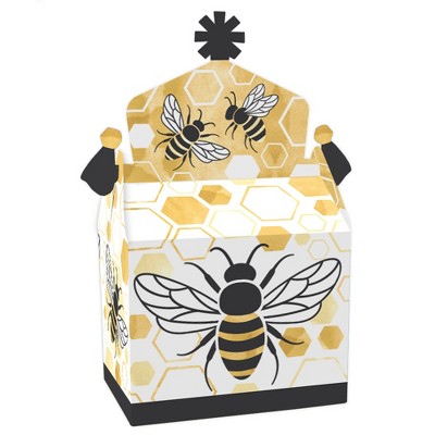Big Dot of Happiness Little Bumblebee - Treat Box Party Favors - Bee Baby Shower or Birthday Party Goodie Gable Boxes - Set of 12