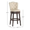 Edenwood Barstool Chocolate/Cream - Hillsdale Furniture: Swivel, Upholstered with Button Tufting & Nailhead Trim - 3 of 4