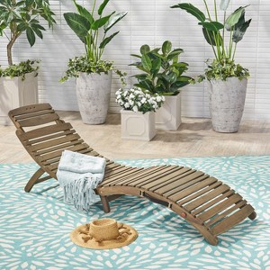 Osparple Outdoor Patio Lounge Chair, Wood Foldable Chaise Lounges Chair - 1 of 4