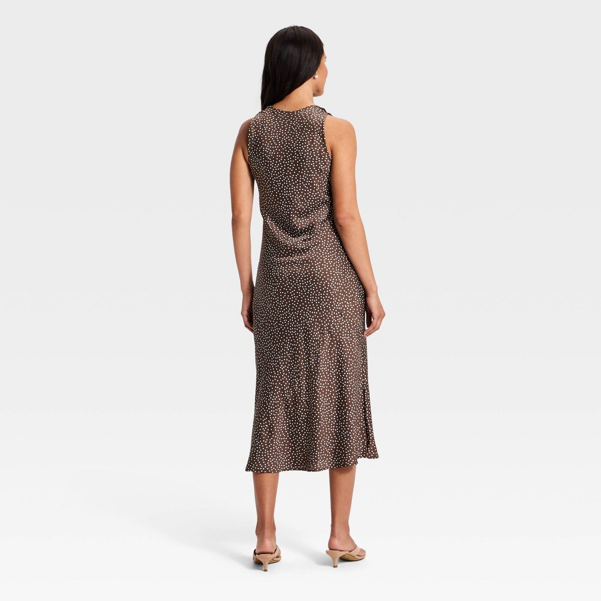 Женские платья A New Day Women's Cowl Neck Slip Midi Dress - A New Day™ Brown Polka Dots S — фото 2