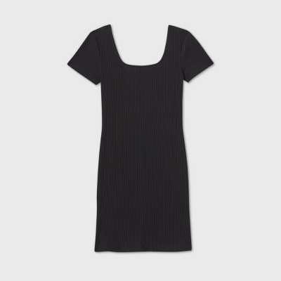 black knit dress short sleeve