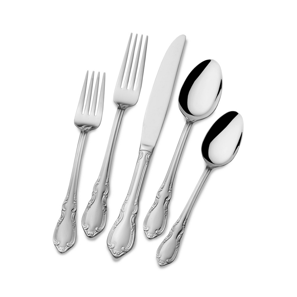 Photos - Cutlery Set Pfaltzgraff 42pc Vienna Flatware Set: 18/0 Stainless Steel, Service for 8, Dishwasher-Safe, Traditional Style, Silver 