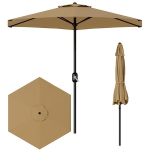 7.5FT Patio Umbrella Outdoor, Market Umbrella, Table Umbrella with Push Button Tilt and Crank, 6 Sturdy Ribs UV Protection Waterproof - 1 of 4