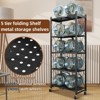 HONEIER 5-Tier Foldable Storage Rack Wire Shelving Unit with Wheels Black - 4 of 4