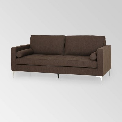 Portwall Contemporary Tufted Sofa Brown - Christopher Knight Home