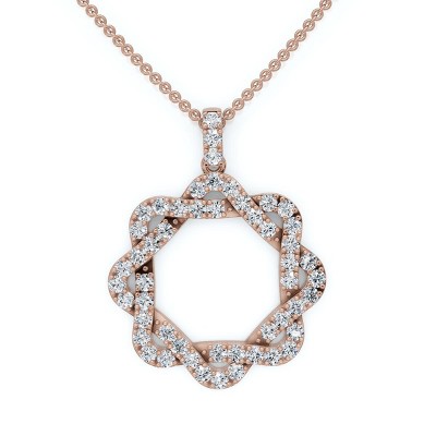 Pompeii3 1Ct Intertwined Circle Diamond Pendant Women's Gold Necklace Lab Created