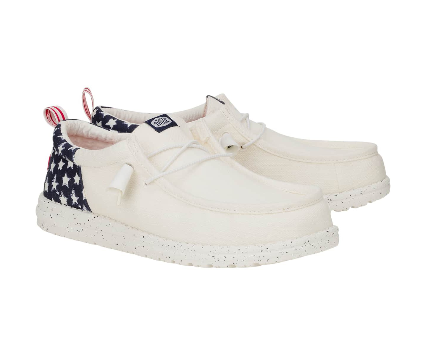 HEYDUDE Men Wally Funk Americana Stars, 4thof July Patriotic Shoes, White/Navy Blazer, 15, цвет: Белый — фото 2