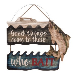 Beachcombers Good Things Come To Those Who Bait Sign 15.52 x 0.7 x 11.39 Inches. - 1 of 3