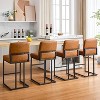 24" Bar Stools Set of 2, Counter Height Bar Stools with Back, Modern PU Leather Barstools, Upholstered Bar Chair with Black Metal Frame Footrest - 2 of 4