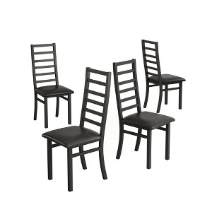 Vynxaria Set of 4 Black Metal Dining Chairs with PU Leather Seats - 1 of 4