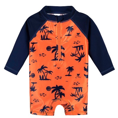 Gerber Baby And Toddler Boys' Long Sleeved Rashguard One Piece Swimsuit ...