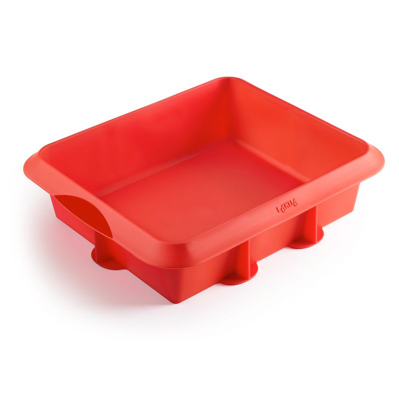 Lekue 8 Inch Square Silicone Cake Pan, Red, 1 of 3