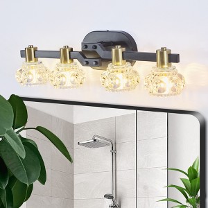 KTMBDW Modern Bathroom Light Fixtures, 4 Light Vanity Lights, Wall Lamp with Clear Glass for Bathroom, Mirror, Living Room, Bedroom, Black - 1 of 4