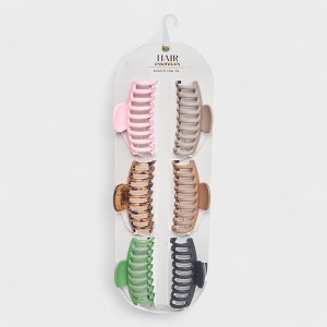 Hair Essentials Women's Hair Claw Clip Set for Women – Non-Slip, Durable, Large Hair Clips in Stylish Matte and Glossy Colors– (6 or or 18 Piece Set) - 1 of 4