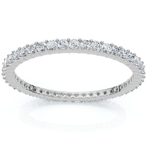 Pompeii3 3/4ct Genuine Engagement Wedding Ring 14K White Gold Stackable Band - 1 of 4