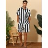 Lars Amadeus Men's Hawaiian Stripes Beach Shirt and Shorts Sets 2 Pieces - 2 of 4