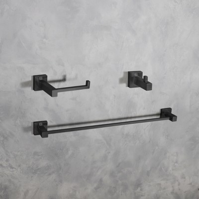Matte Black Stainless Steel 3-Piece Bathroom Hardware Set