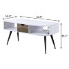 Vynxaria Sleek Modern Coffee Table 1 Drawer, 2 Open Compartments, Powder-Coated Metal Legs, White & Black - 4 of 4