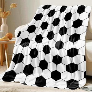 LOVEVOOK Soccer Blanket, Soccer Gifts for Boys Girls 6-8-12, Unique Soccer Stuff Gifts for Soccer Lover, Soft Fleece Throw Blankets for Kids - 1 of 4