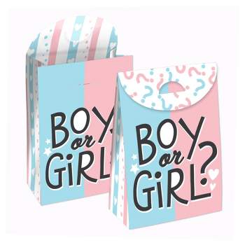 Big Dot of Happiness Baby Gender Reveal - Team Boy or Girl Gift Favor Bags - Party Goodie Boxes - Set of 12