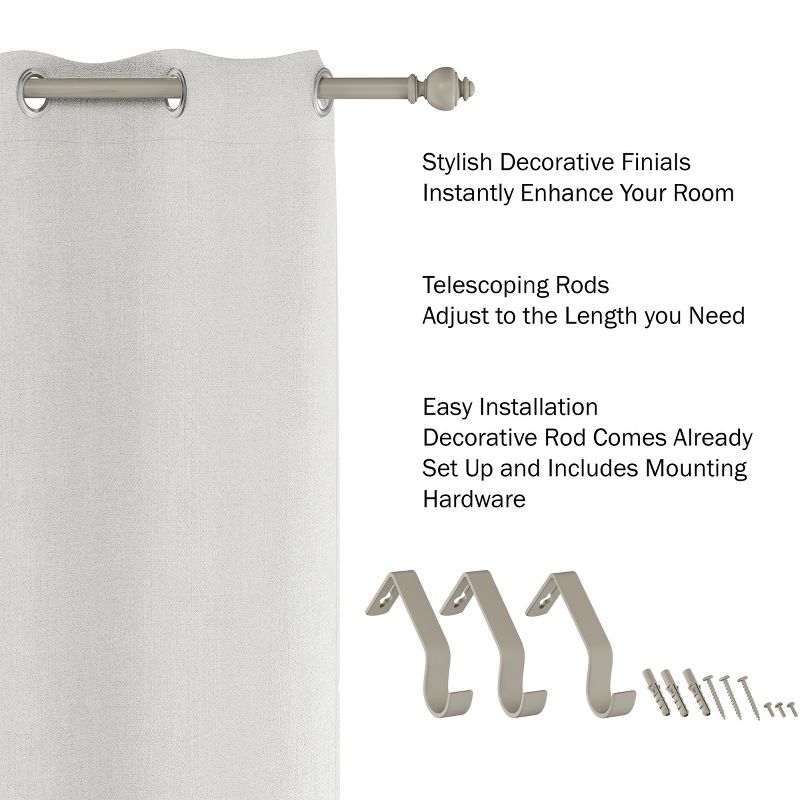 Lavish Home 1-Inch Curtain Rod- Decorative Modern Urn Finials & Hardware, 4 of 8