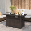 Tangkula 42 Inch Patio Rattan Propane Fire Pit Propane Gas Fire Pit Table w/ Wind Guard - 3 of 4