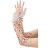 INSPIRE CHIC Women's Long Polka Point Bowknot Lace Pleated Fingerness Arm Sleeves Gloves 1 Pair - 4 of 4