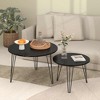 Racxily 27.56'' Round Nesting Coffee Table Set of 2 - Circular End Tables with Marble Tabletop, Sturdy Metal Base for Living Room/Bedroom - 4 of 4