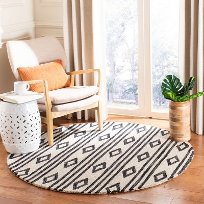 Ivory Charcoal Hand-Tufted Wool Rectangular Rug 4' x 6'