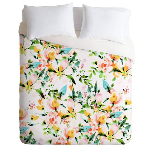 King Marta Barragan Camarasa Flowered Duvet Set Deny Designs