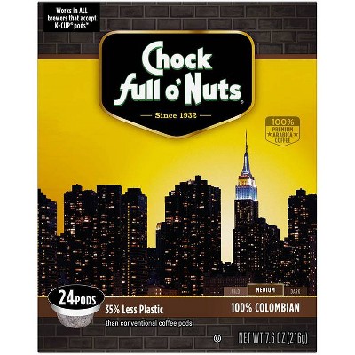 Chock Full Colombian Medium Dark Roast Coffee - Single Cup - 24ct/5.7oz