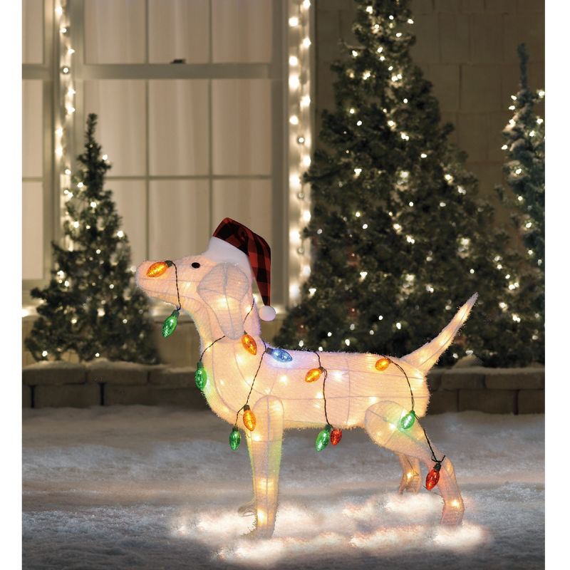 Northlight 34" White Lighted 3D Standing Dog Christmas Outdoor Decoration, 4 of 6