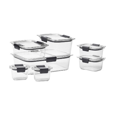 Rubbermaid Brilliance 14pc Plastic Food Storage Container Set: Clear, Microwave & Dishwasher Safe, Freezer-Safe
